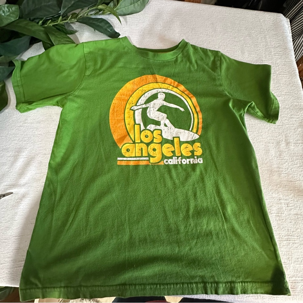 Green Youth Surf Tee with Los Angeles Print L(14-16)